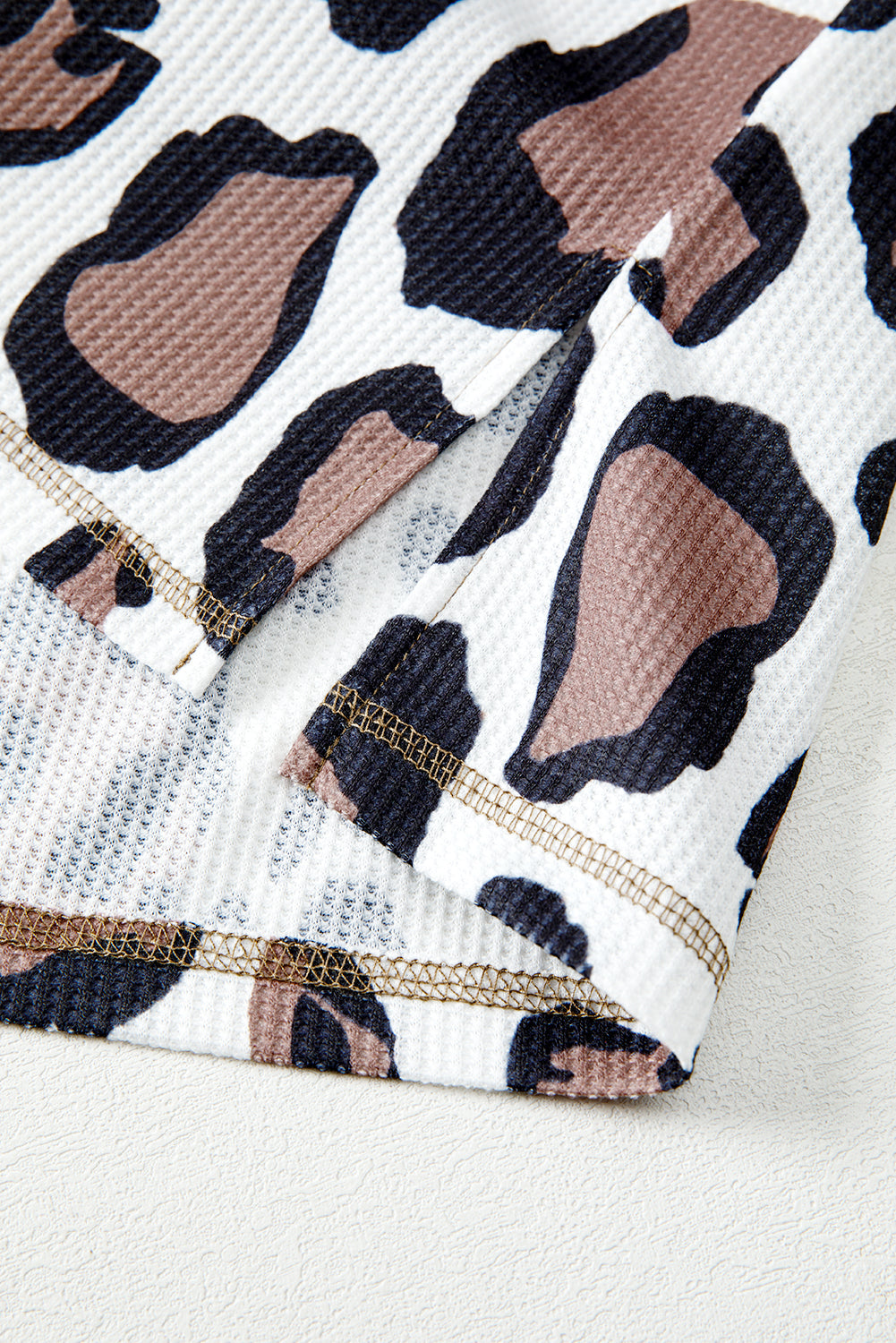 Oversized Leopard Contrast Mixed Texture Patchwork Zip-Up Drop Shoulder Hoodie - Tops/Sweatshirts & Hoodies