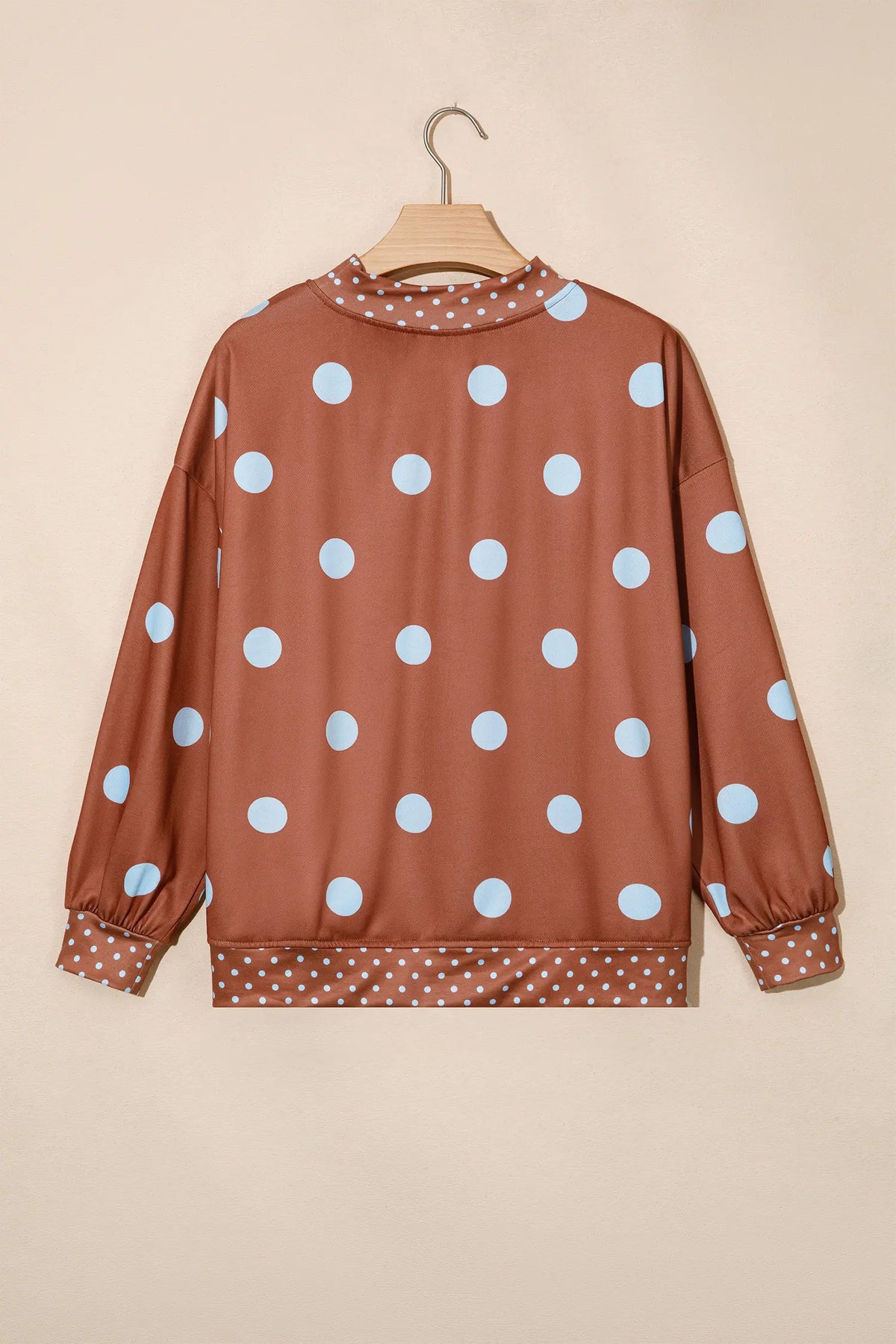 Polka Dot Print Contrast Detail Oversized Tunic Sweatshirt – Pink