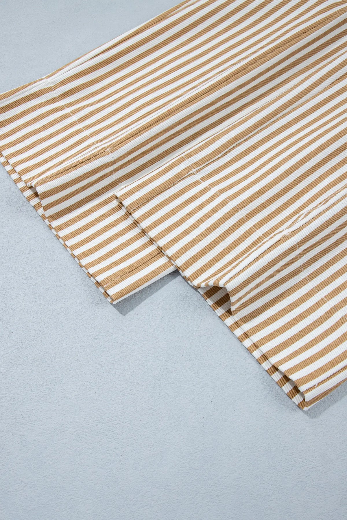Ribbon Drawstring Waist Full-Length Shift Pant – Apricot Stripe