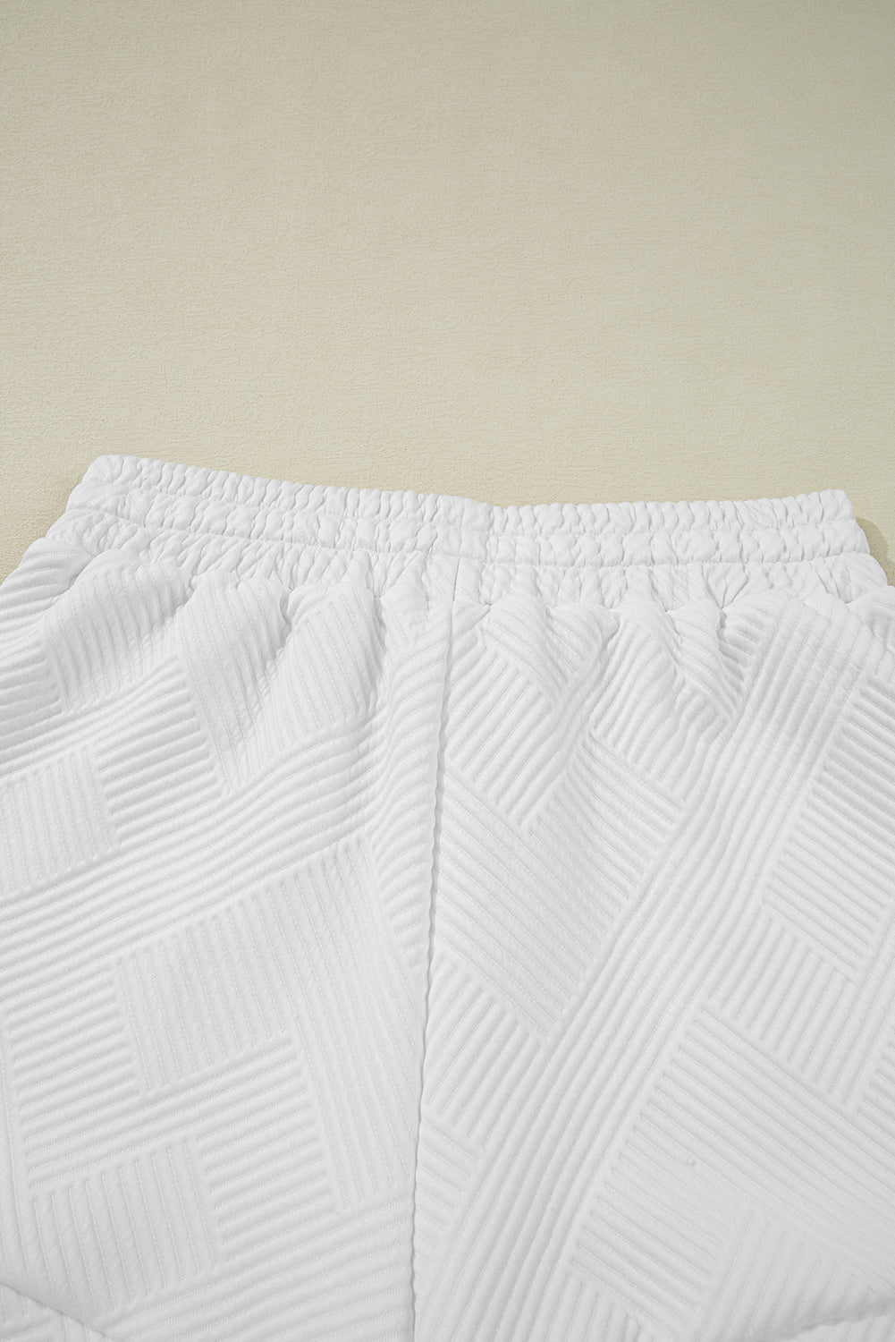 White Textured Half Zip Tank Top Drawstring Shorts Set eAura
