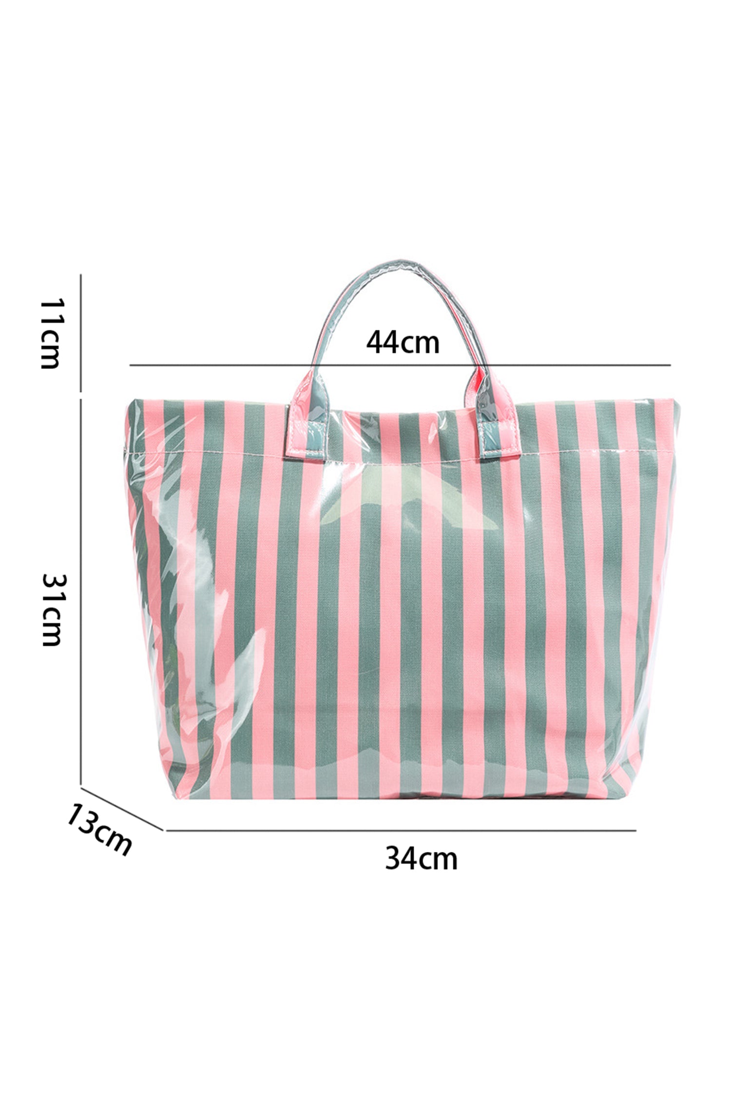 Glossy Striped Vinyl Large Tote Bag