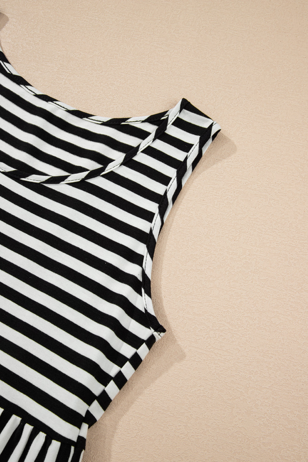 Stripe U-Neck Sleeveless Loose Fit Mini Dress eAura