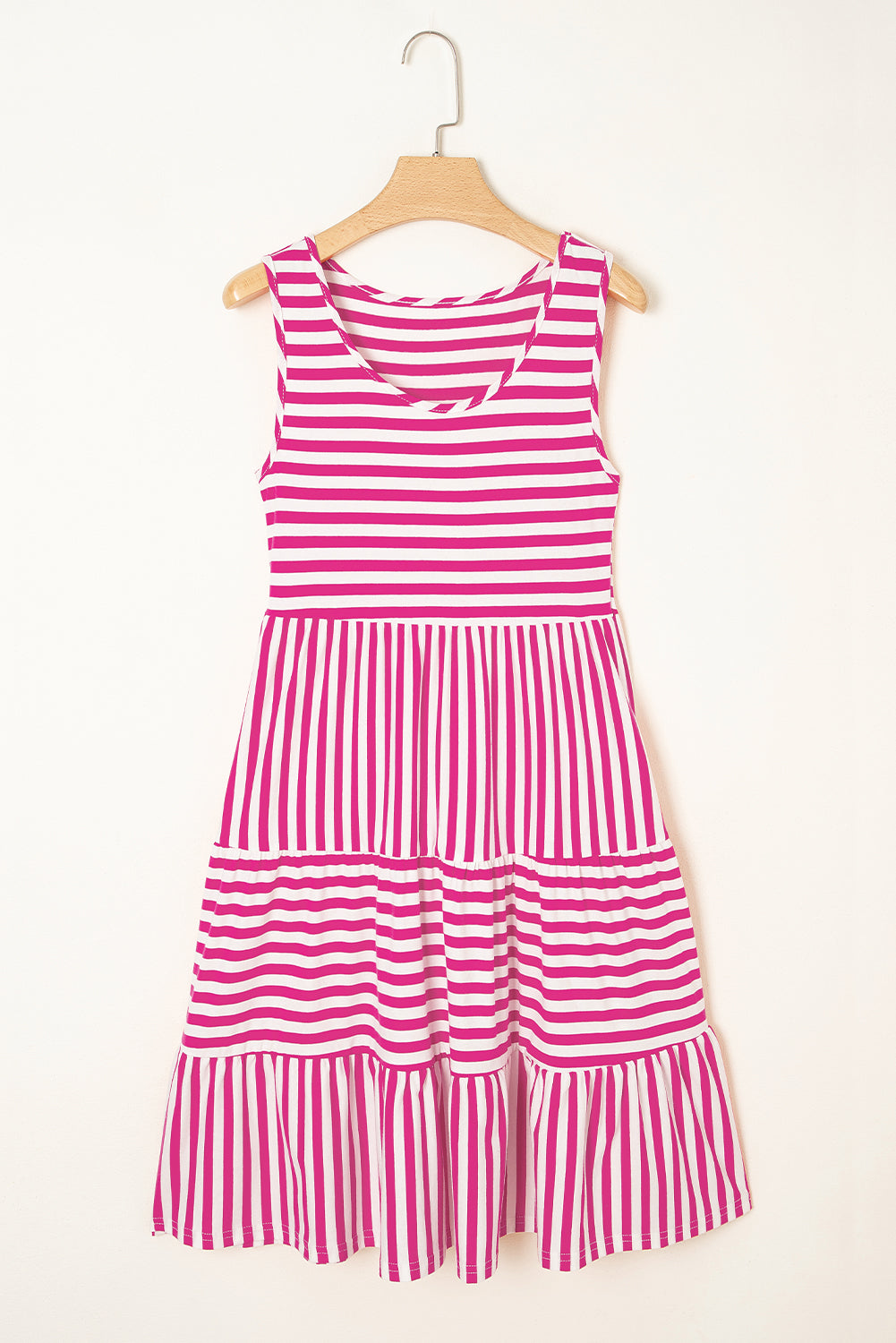 Stripe U-Neck Sleeveless Loose Fit Mini Dress eAura