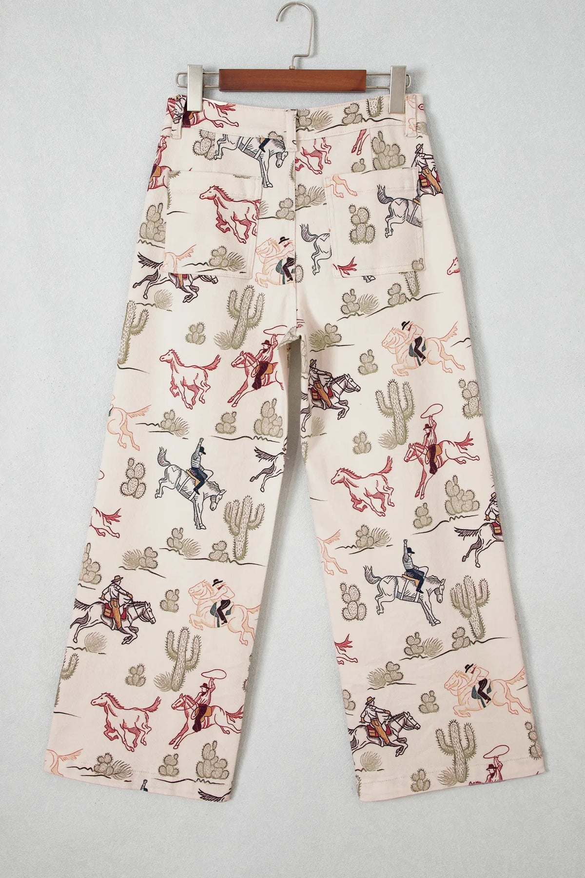 Multicolour Western Print Straight Leg Ankle-Length Pocket Jeans