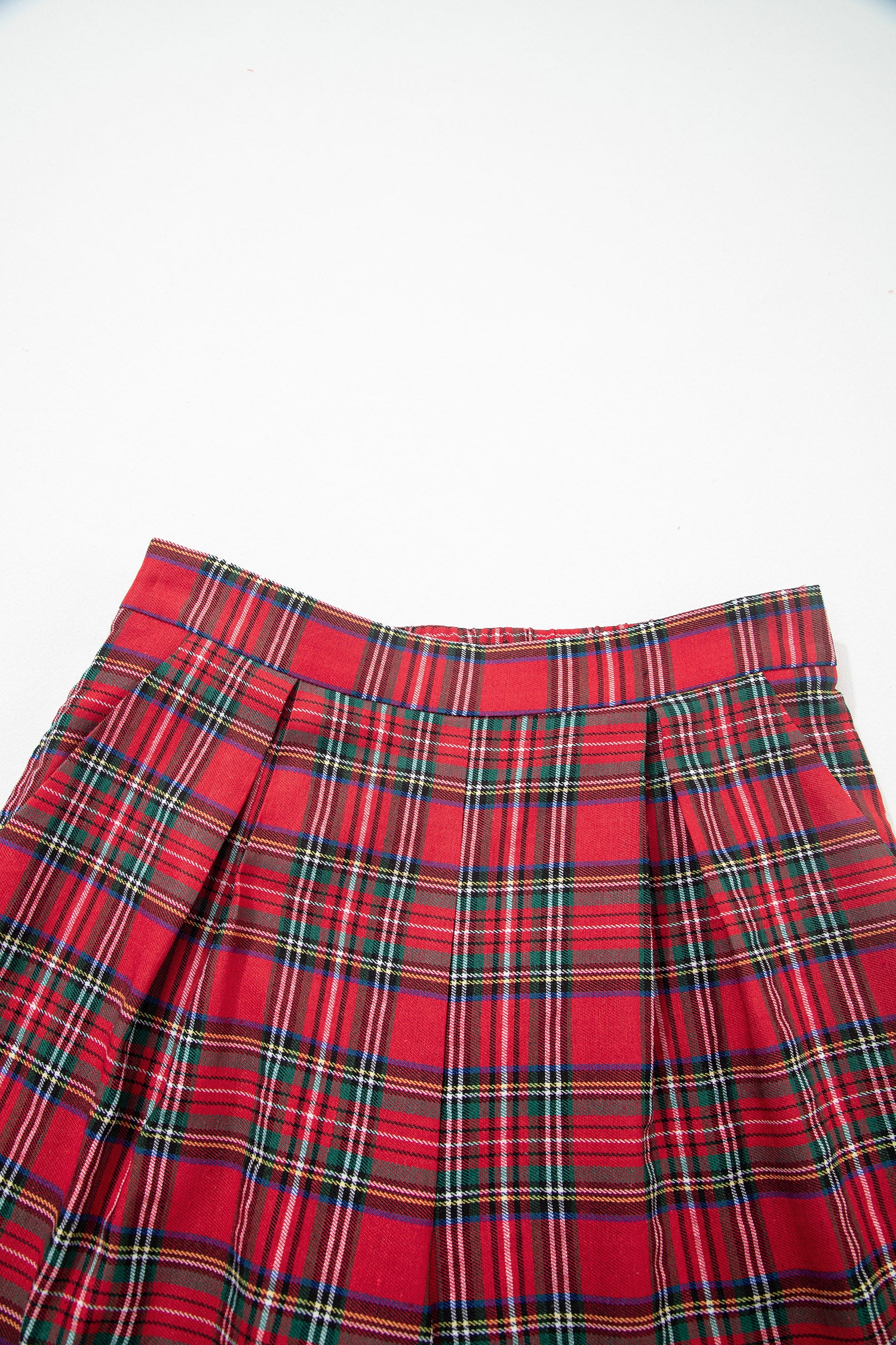 Red Festive Plaid Wide Leg Pull On Trousers