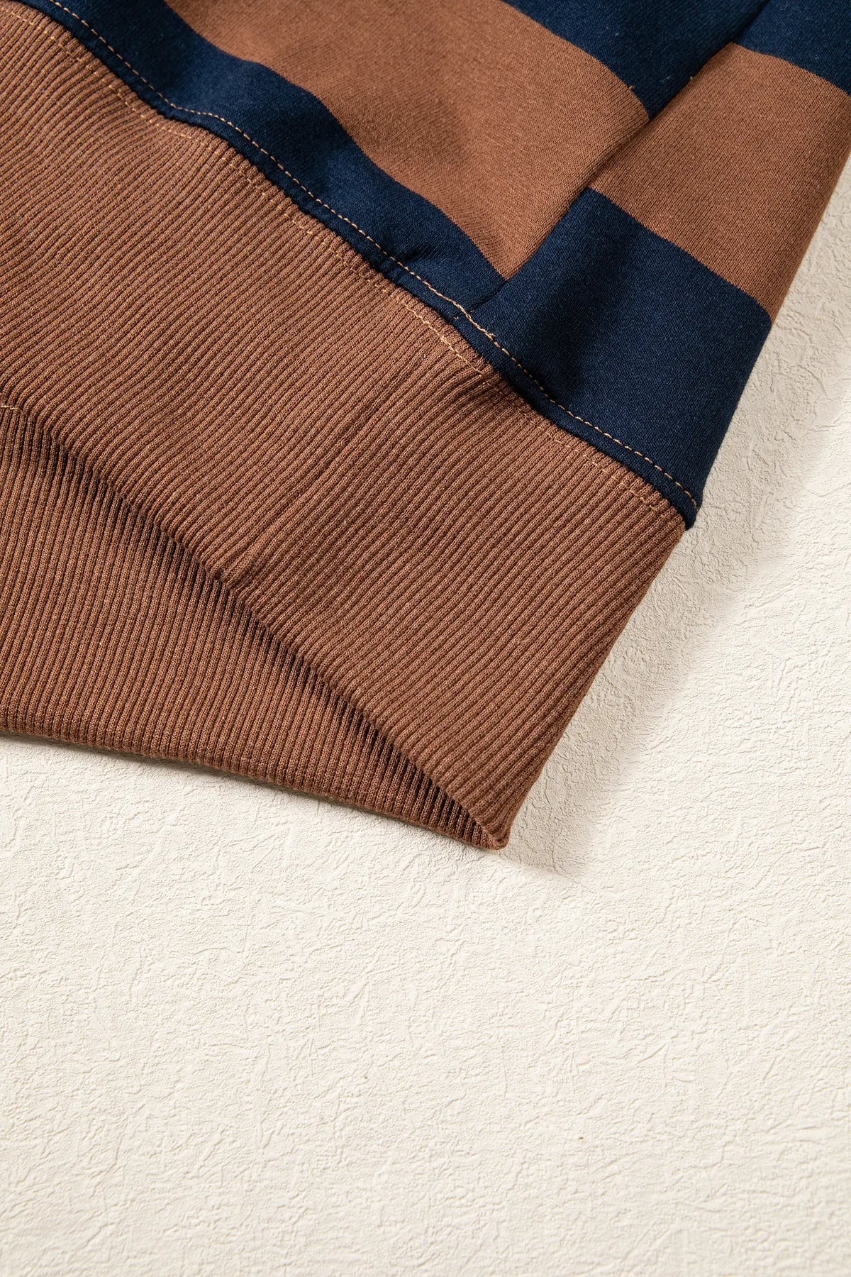 Colourblock Mock Neck Relaxed Sweatshirt – Brown Stripe