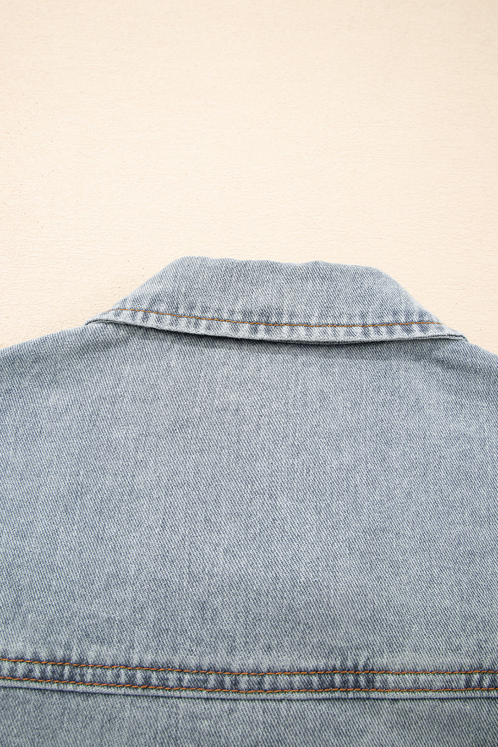 Blue Zip Up Washed Denim Jacket - eAura
