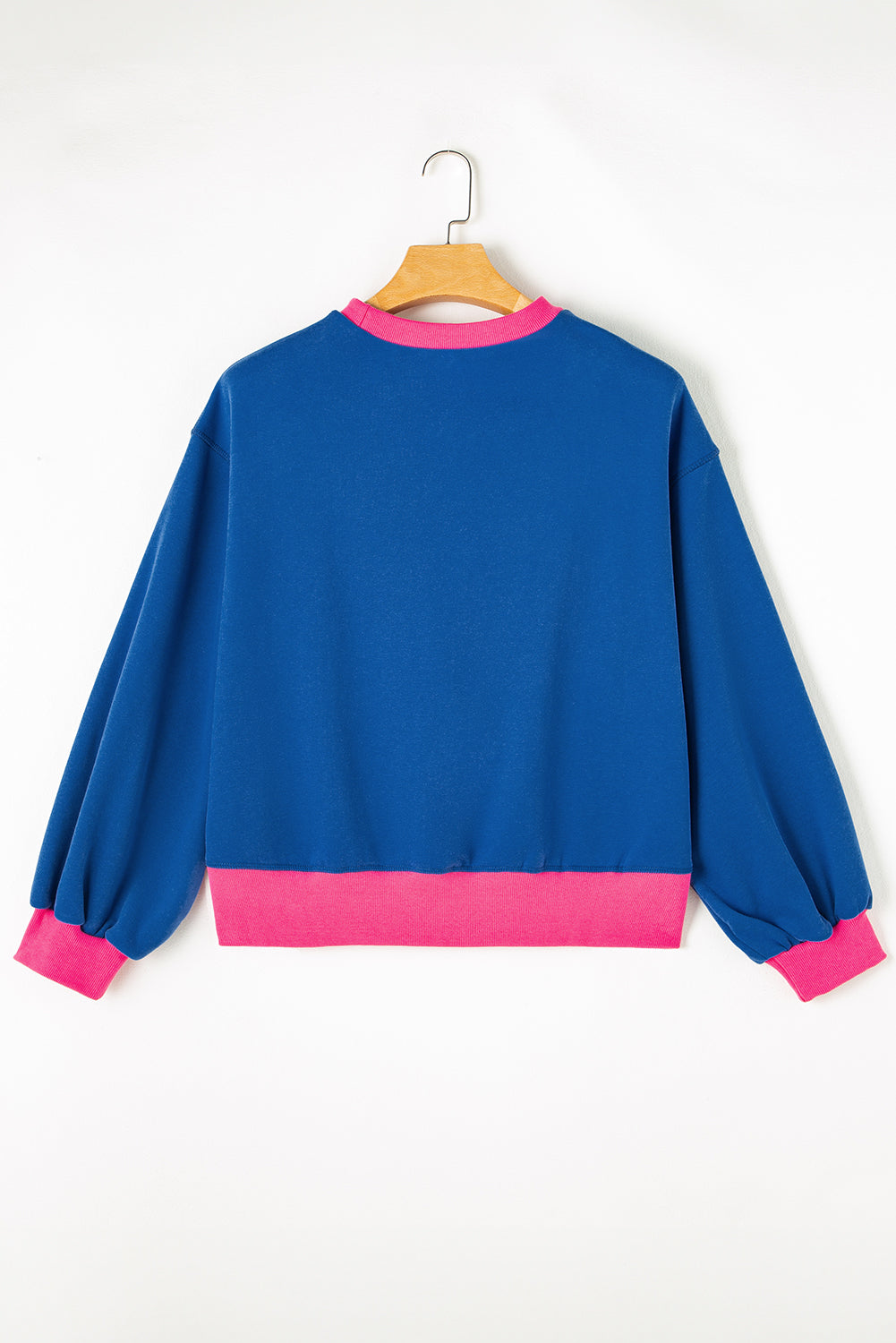 Blue Colourblock Bubble Sleeve Sweatshirt eAura