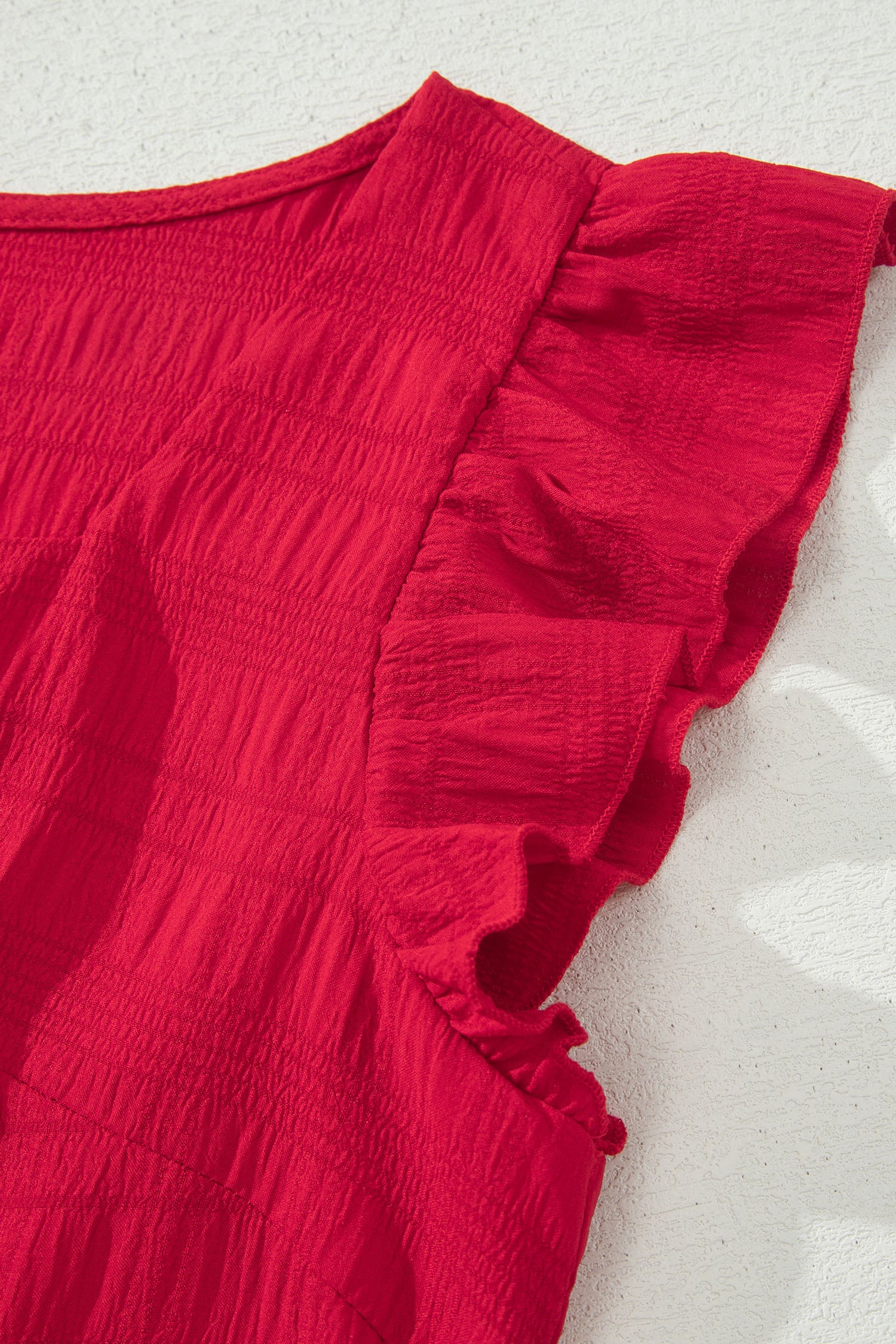 Textured Square Neck Top & Shirred High Waist Shorts Co-ord Set