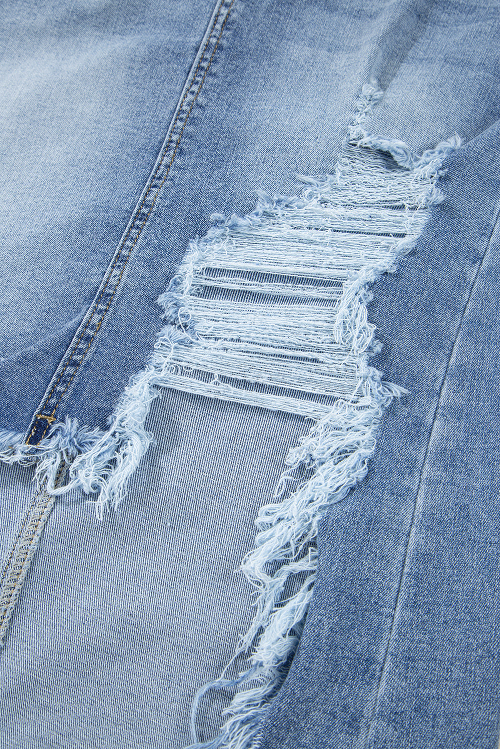 Irregular Distressed Bottom Denim Midi Skirt - eAura