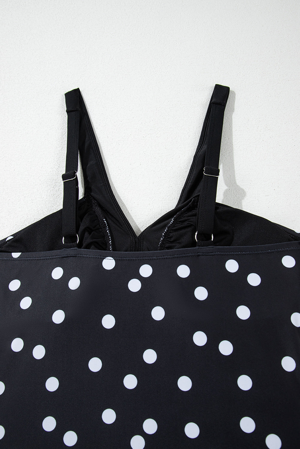 Black Polka Dot Print V Neck Tankini Set BB Fashion Outlet