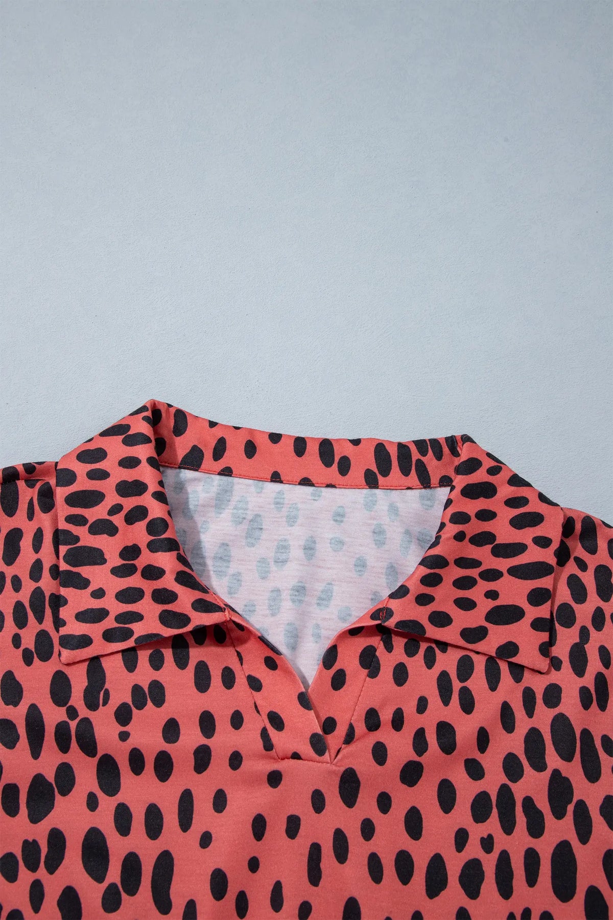 Leopard Print Long Sleeve V Neck Plus Size Midi Dress – Red