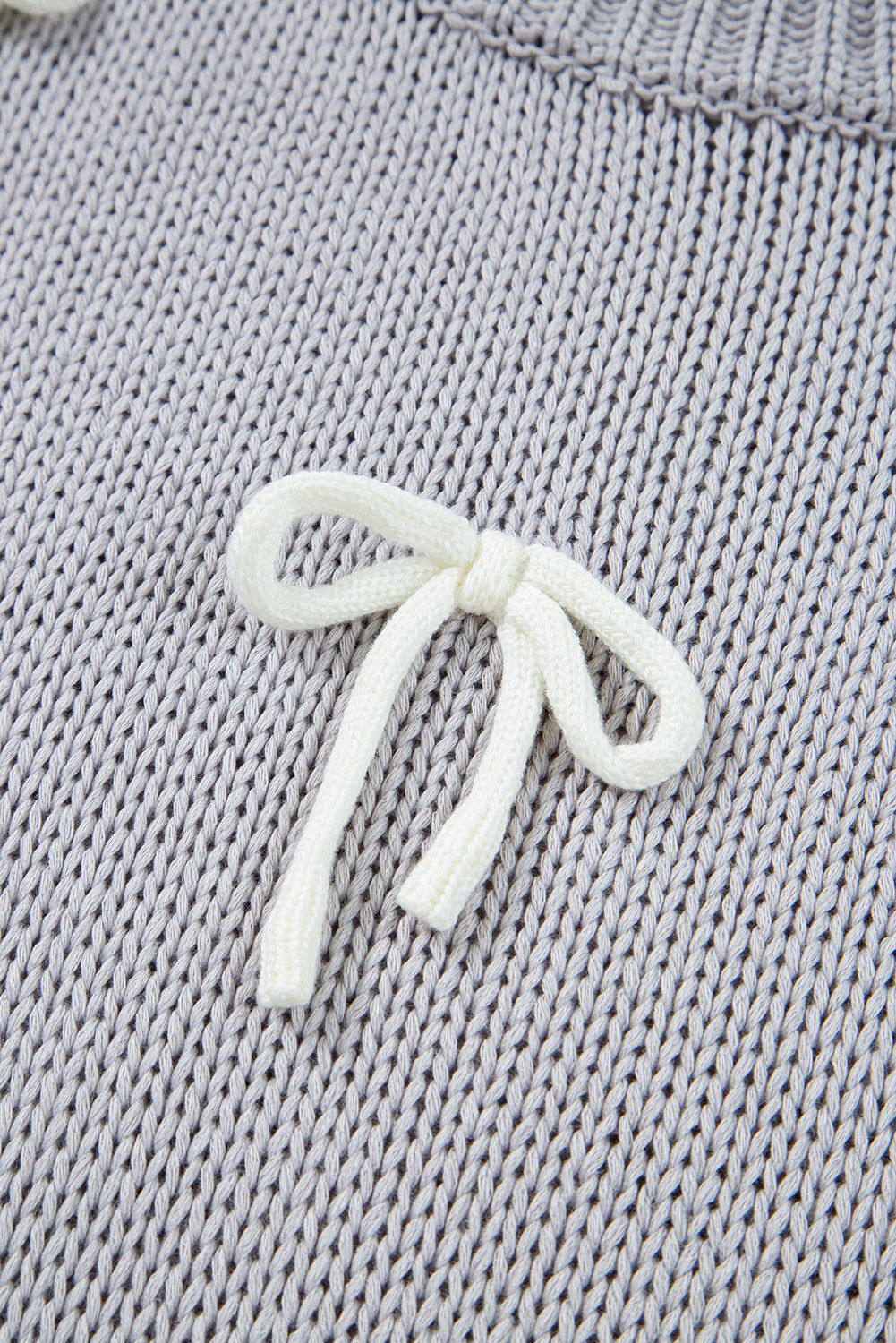 Bowknot Applique Cap Knit Sleeve Sweater eAura