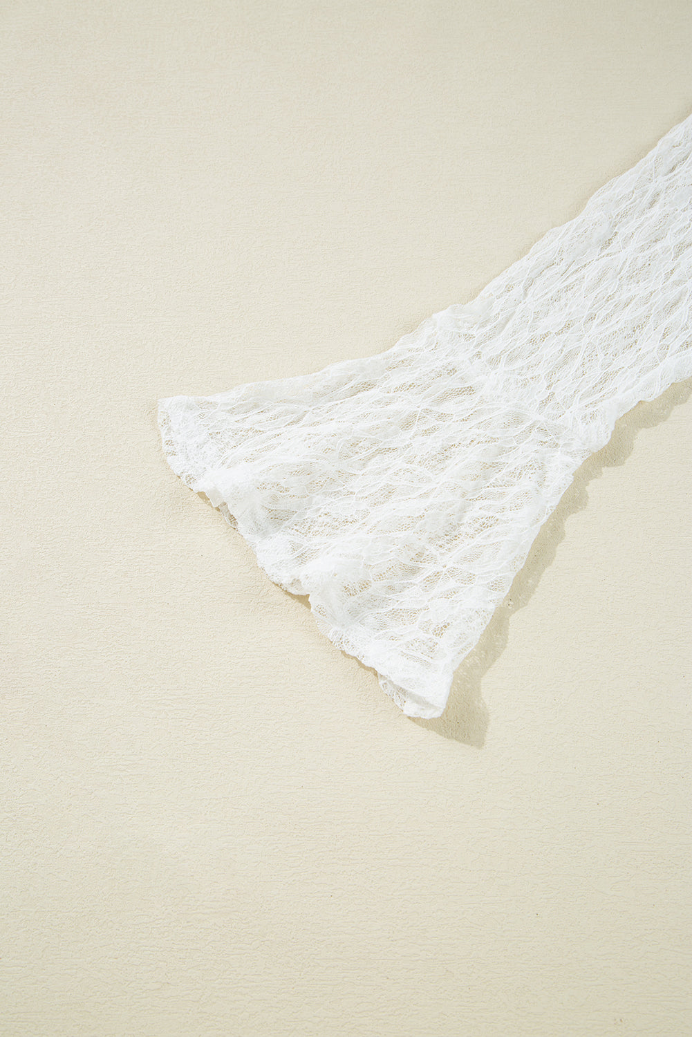 White Sheer Lace Bell Sleeve Mock Neck Blouse - eAura