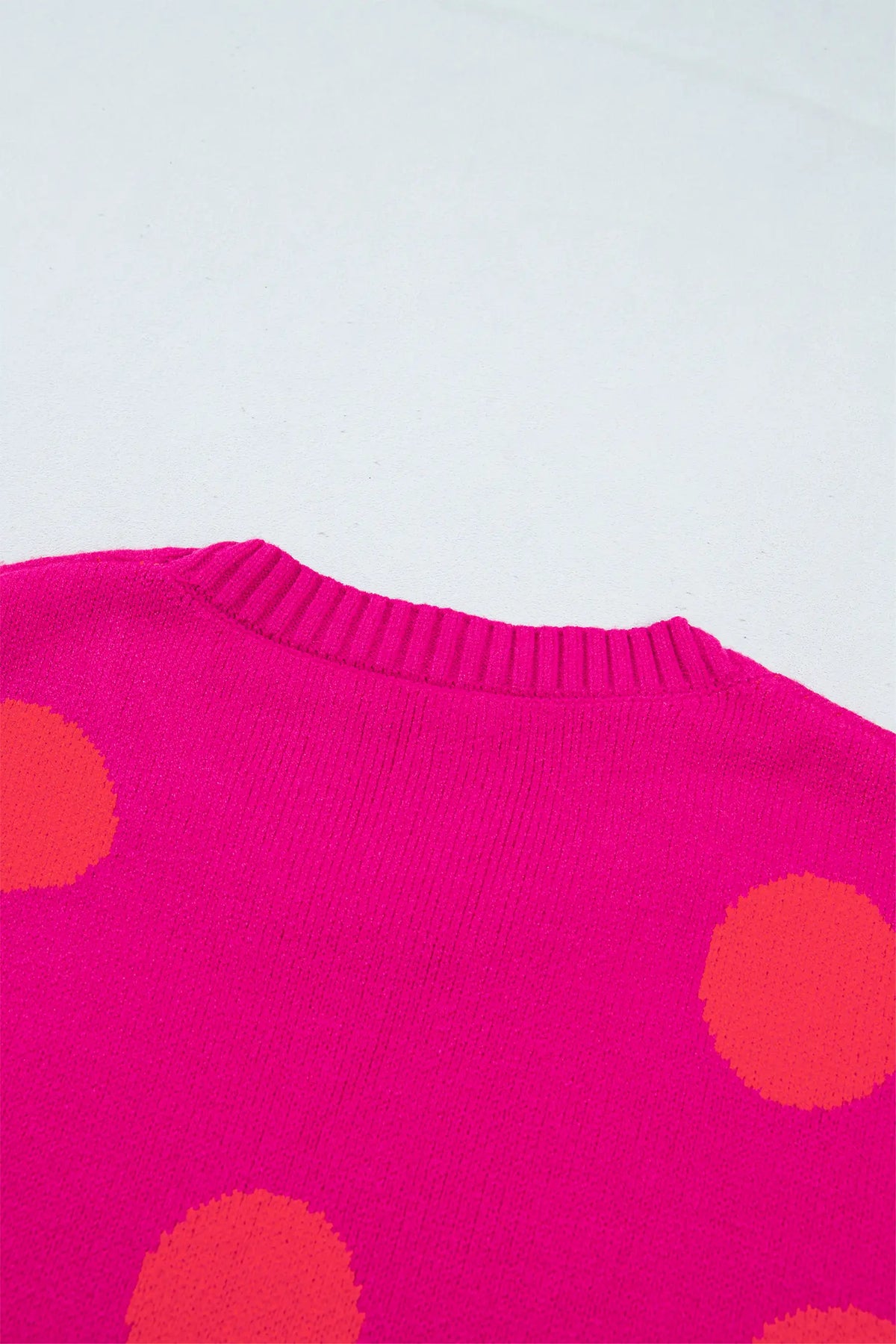 Playful Cozy Polka Dot Sweater – Strawberry Pink