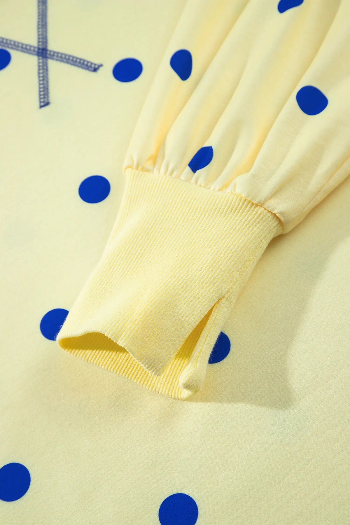 Polka Dot Loose Long Sleeve Split Hem Pullover Top – Yellow