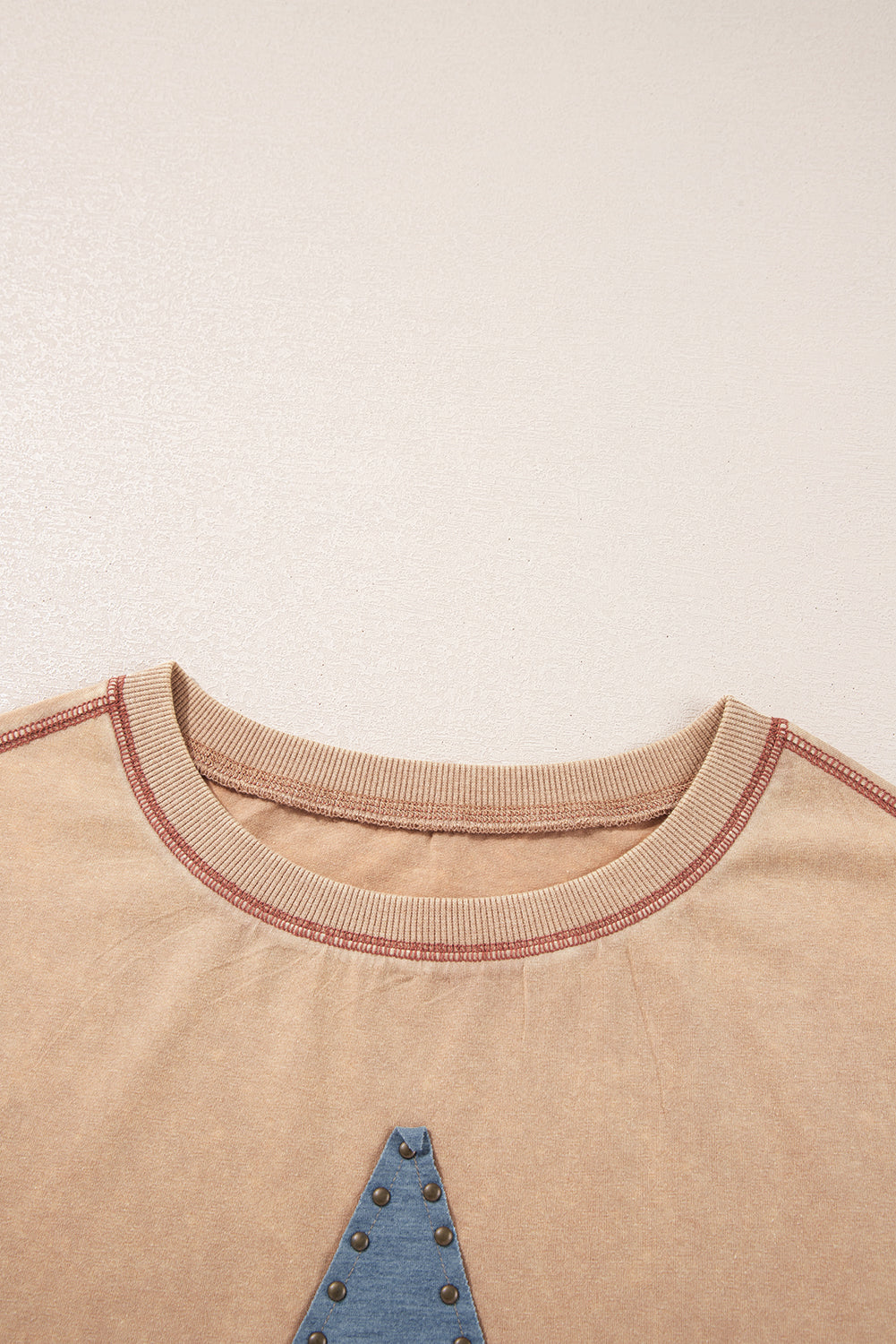 Pale Khaki Mineral Wash Stud Beaded Star Graphic Pocketed T Shirt Dress eAura