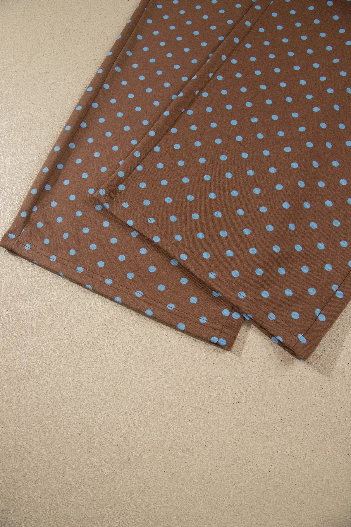 Polka Dot Round Neck Long Sleeve Plus Size Set – Brown