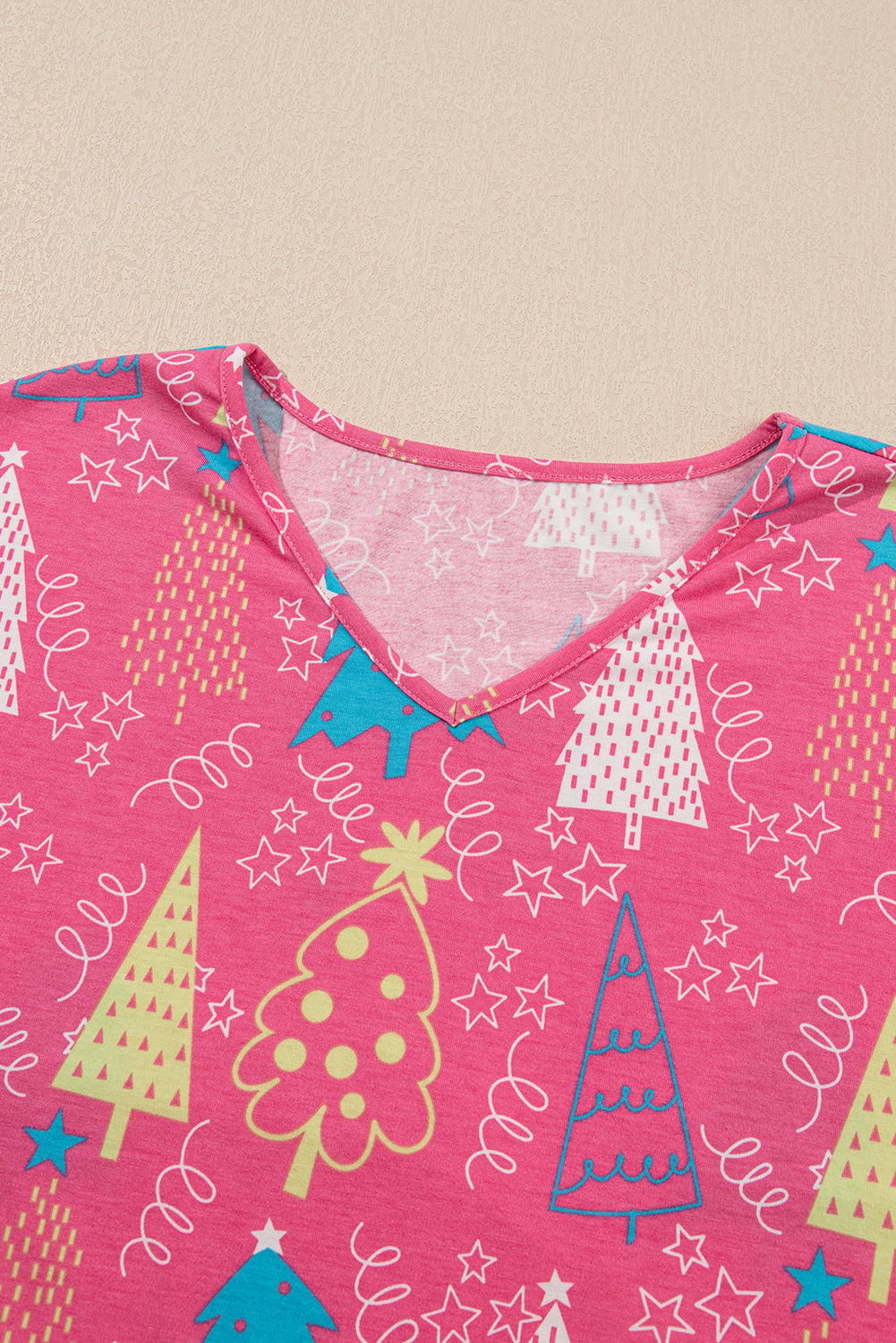 Christmas Tree Print Tee and Pants Pyjama Set - eAura