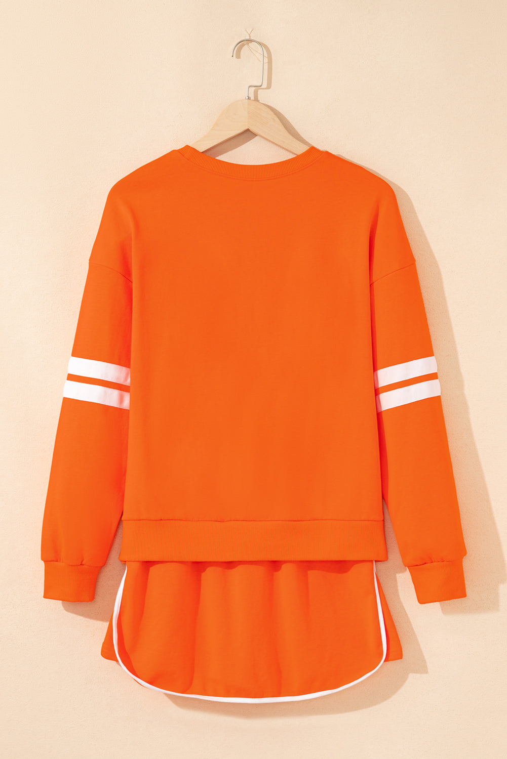 Varsity Stripe Detail Drop Shoulder Pullover Mini Skort Co-ord Set - eAura