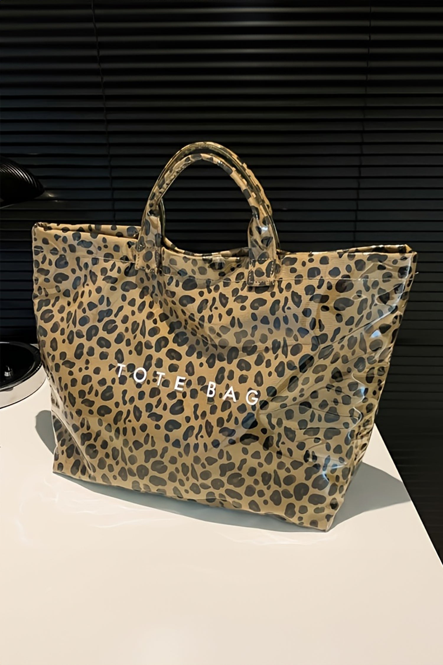Leopard Print PU Leather Waterproof Tote Bag