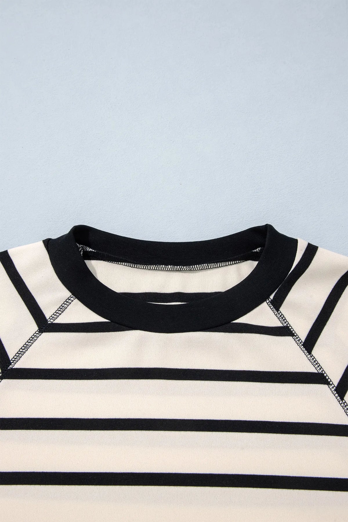 Relaxed Long Sleeve Top Colour Block Detail Drawstring Pant Set – Beige Stripe