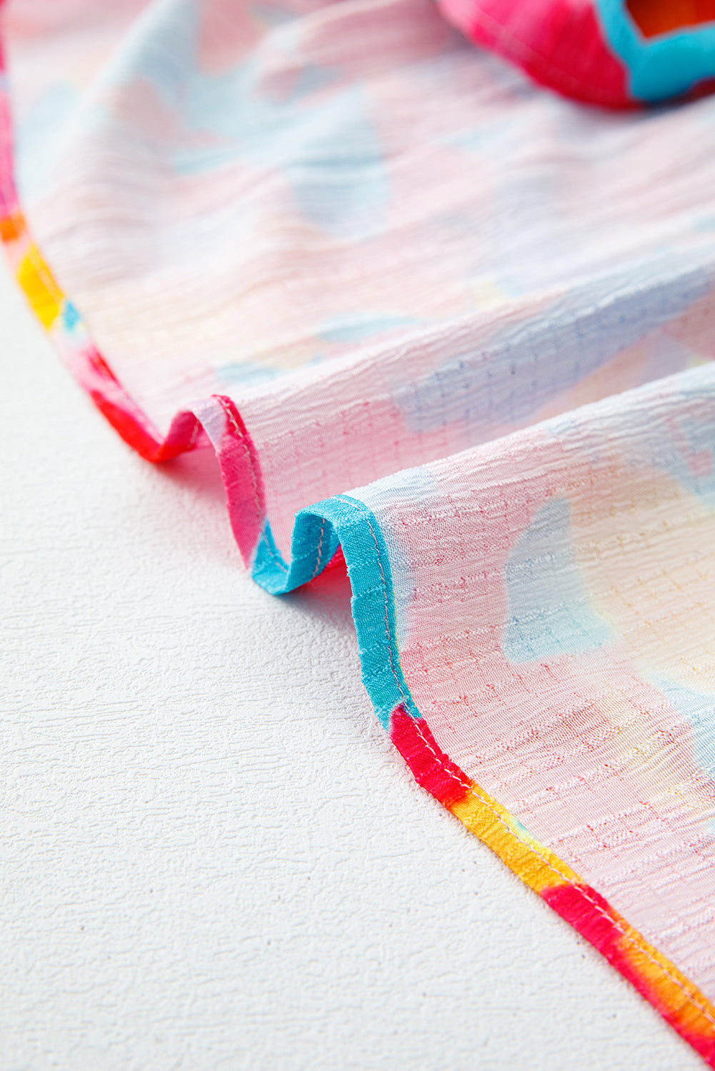 Abstract Print Puff Sleeve Square Neck Smocked Bust Tied Back Dress - eAura