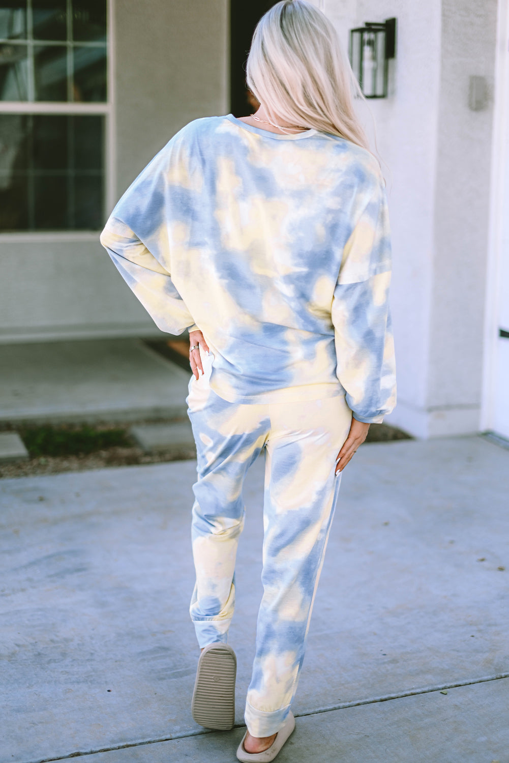Multicolor Tie Dye Henley Top and Drawstring Pants Outfit BB Fashion Outlet