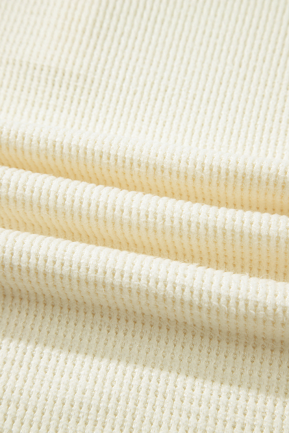 CreamTextured Half Buttons Henley Top - eAura