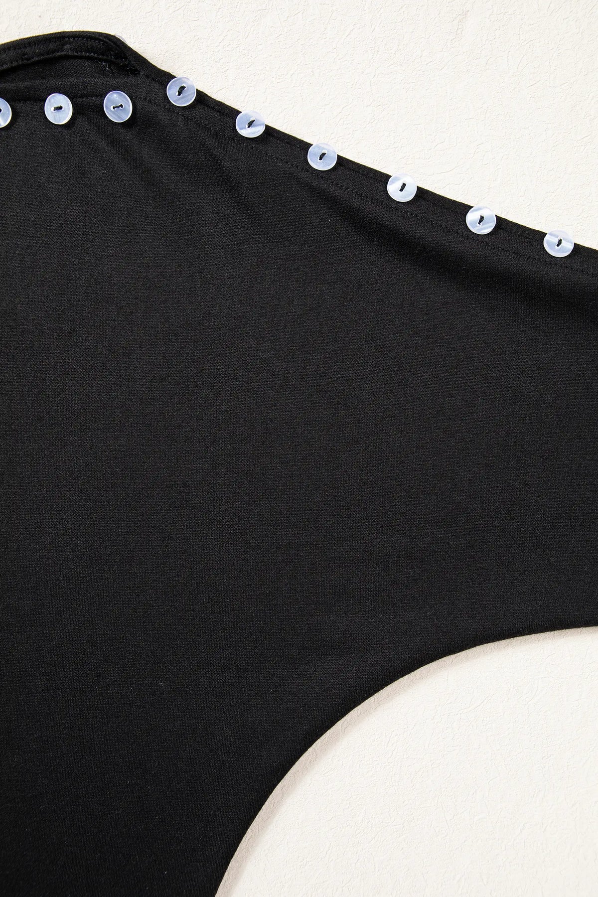 Off-Shoulder Top with 3/4 Sleeves and Button Detail
