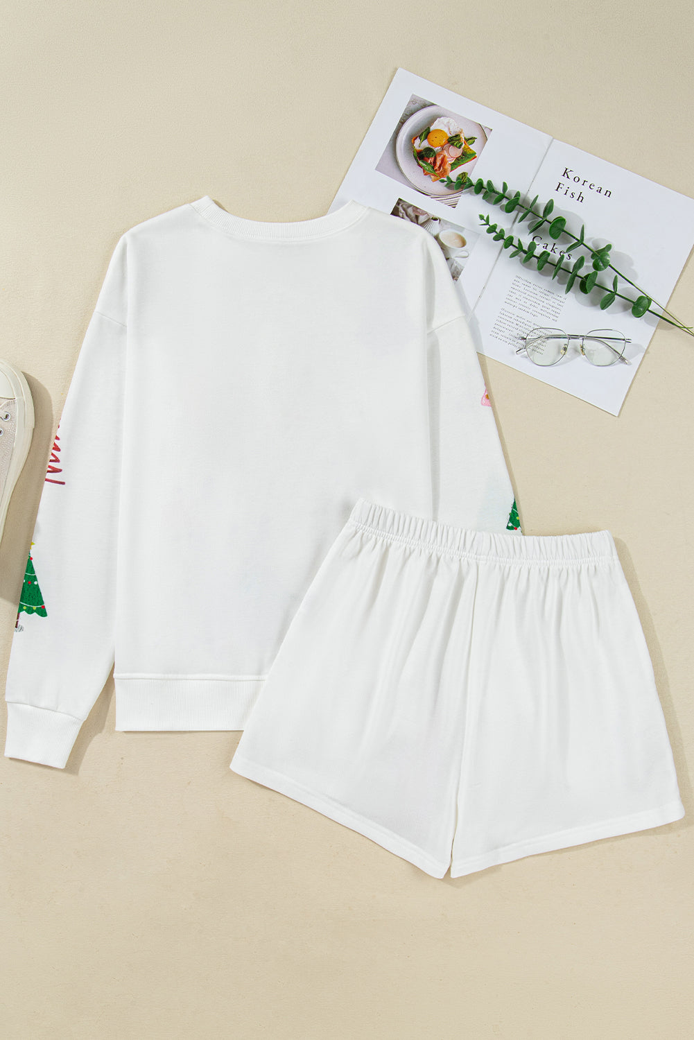 Christmas Tree Long Sleeve Top and Shorts Co-ord Lounge Set eAura