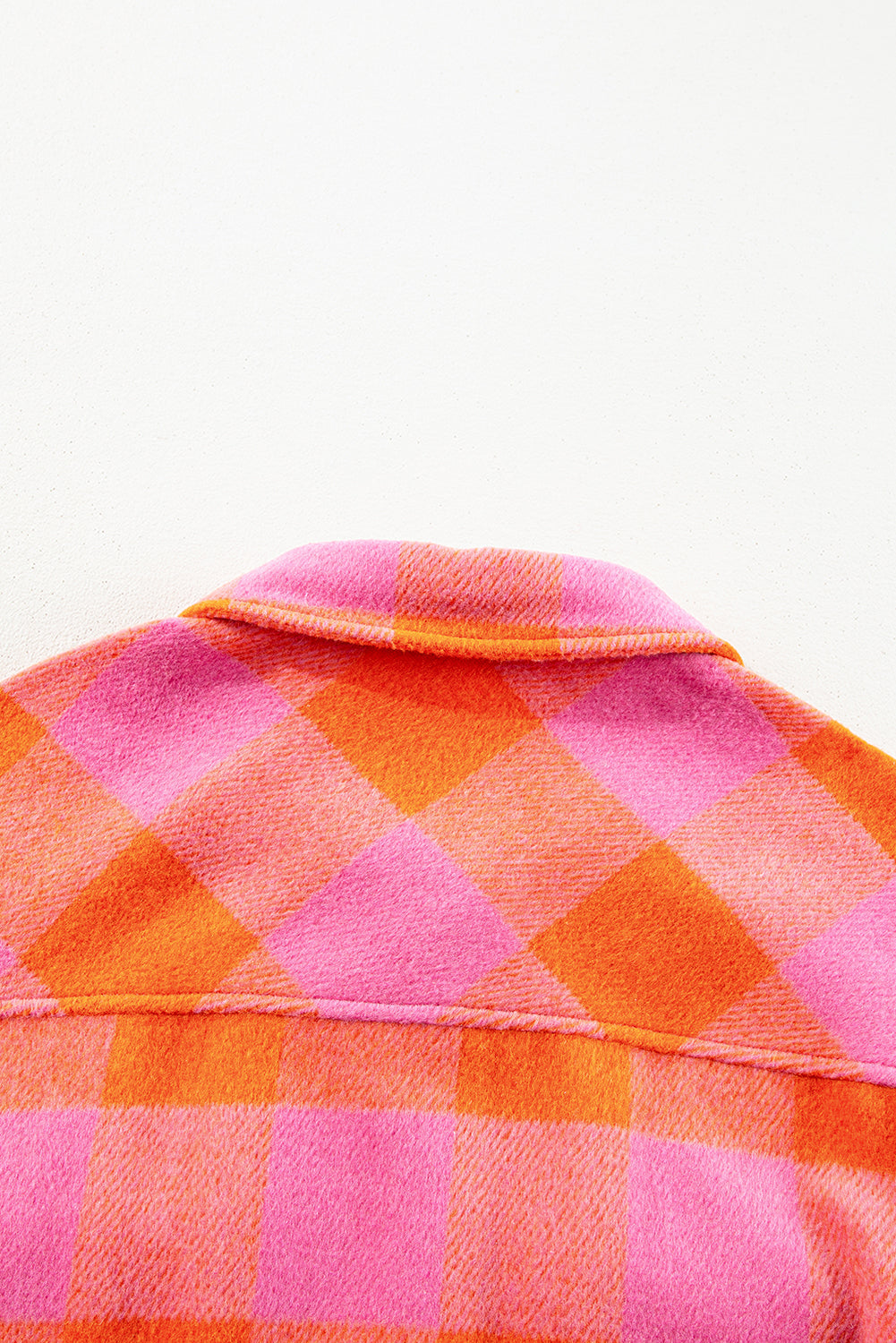 Orange Plaid Chest Pockets Button-up Turn Down Collar Jacket Beagle Boutique Fashion Outlet
