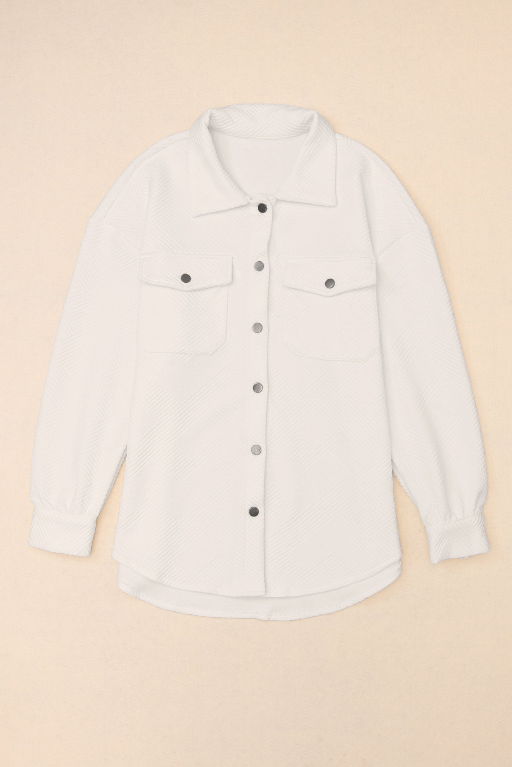 Solid Textured Flap Pocket Buttoned Shacket eAura