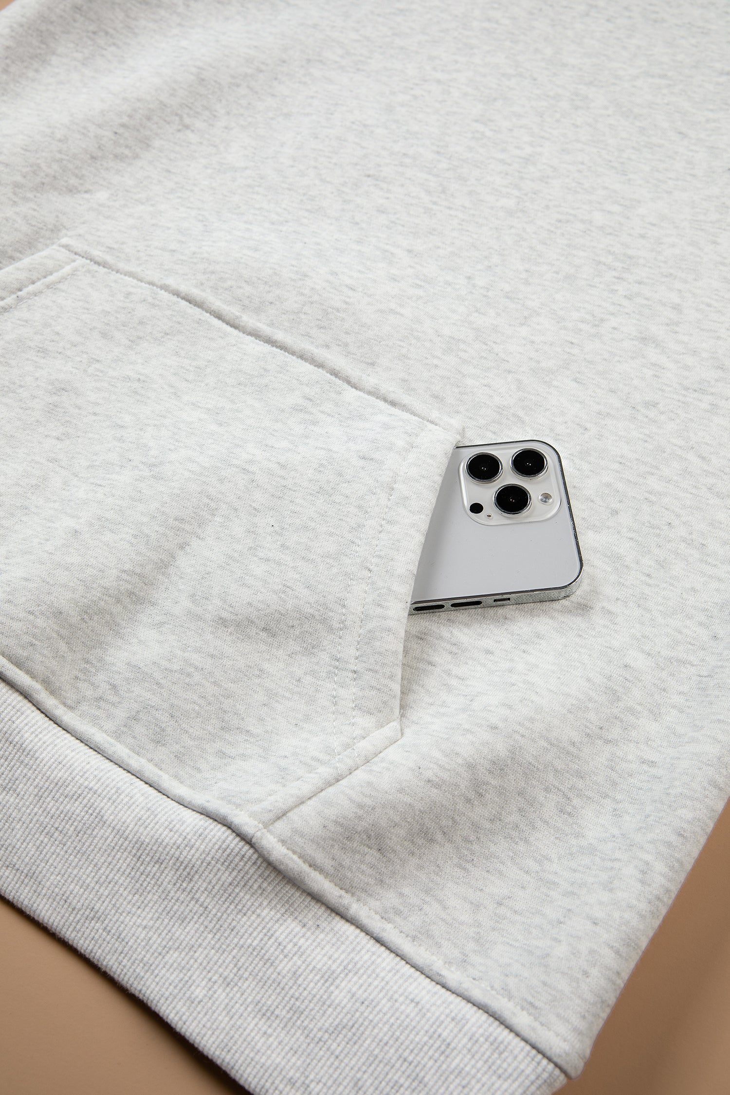 Patchwork Camo Long Sleeve Hoodie – Light Grey
