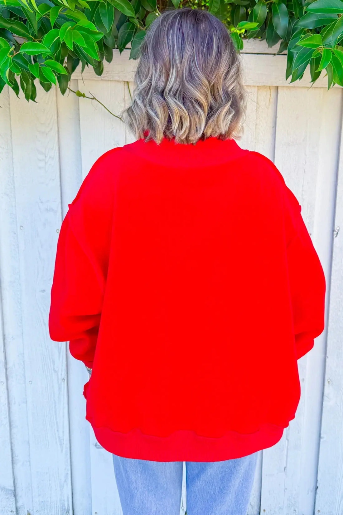 Embroidered Merry Slogan Stand Neck Long Sleeve Shift Sweatshirt