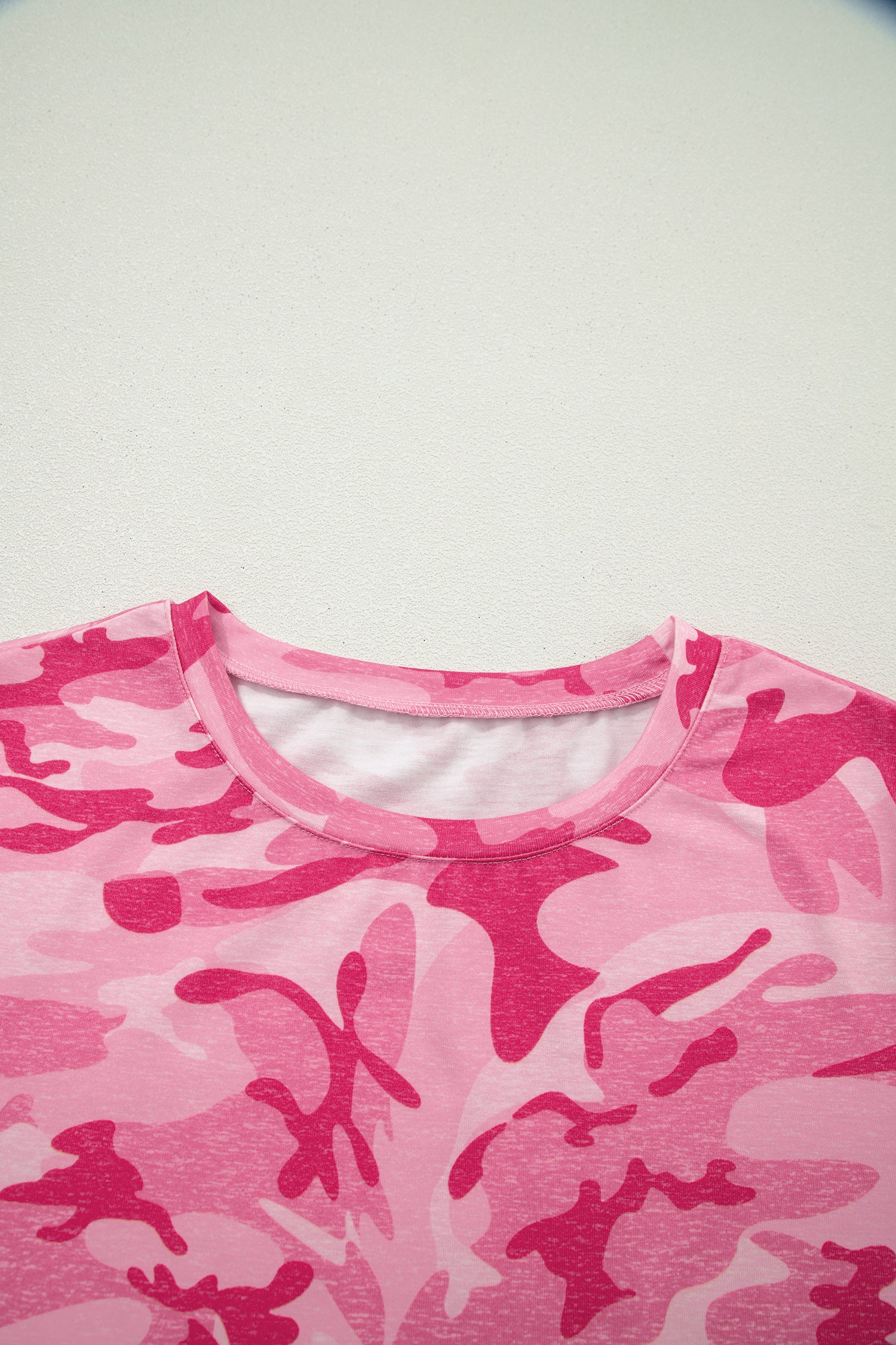 Camouflage Print Crew Neck T-Shirt