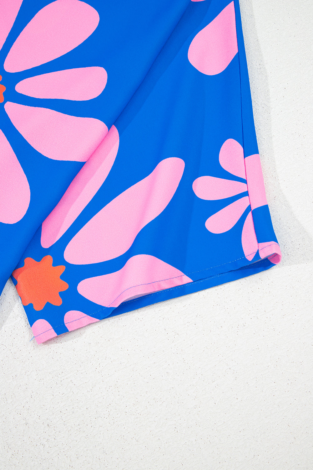 Blue Summer Flower Print Shirt Collar Button Front Loose Romper Dear-Lover Dropshipping