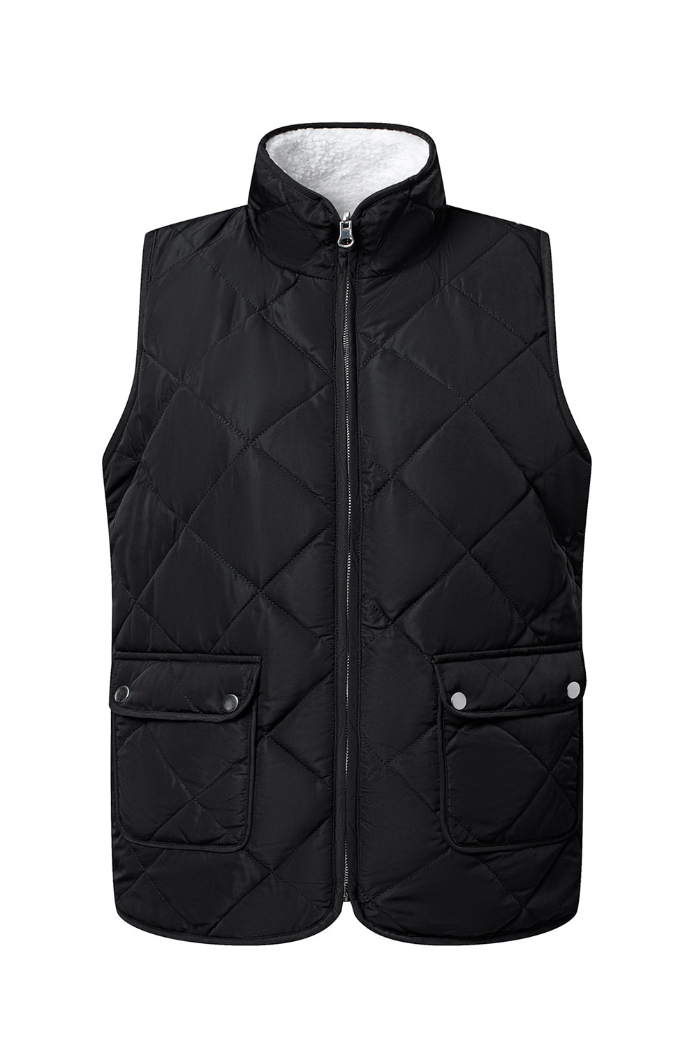 Black Fleece Lined Quilted Zip up Gilet Beagle Boutique Fashion Outlet