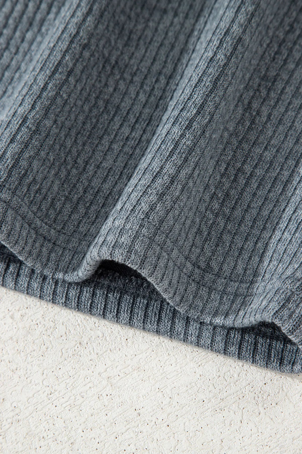 Medium Grey Ribbed Knit Buttons Front Flap Pocket Casual Shacket