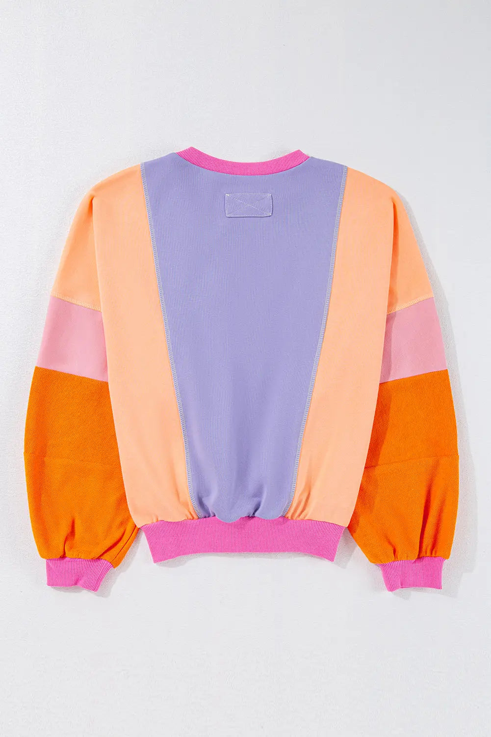 Grapefruit Orange Colourblock Patchwork Exposed Stitching Oversize Top - Sweaters & Cardigans/Sweaters