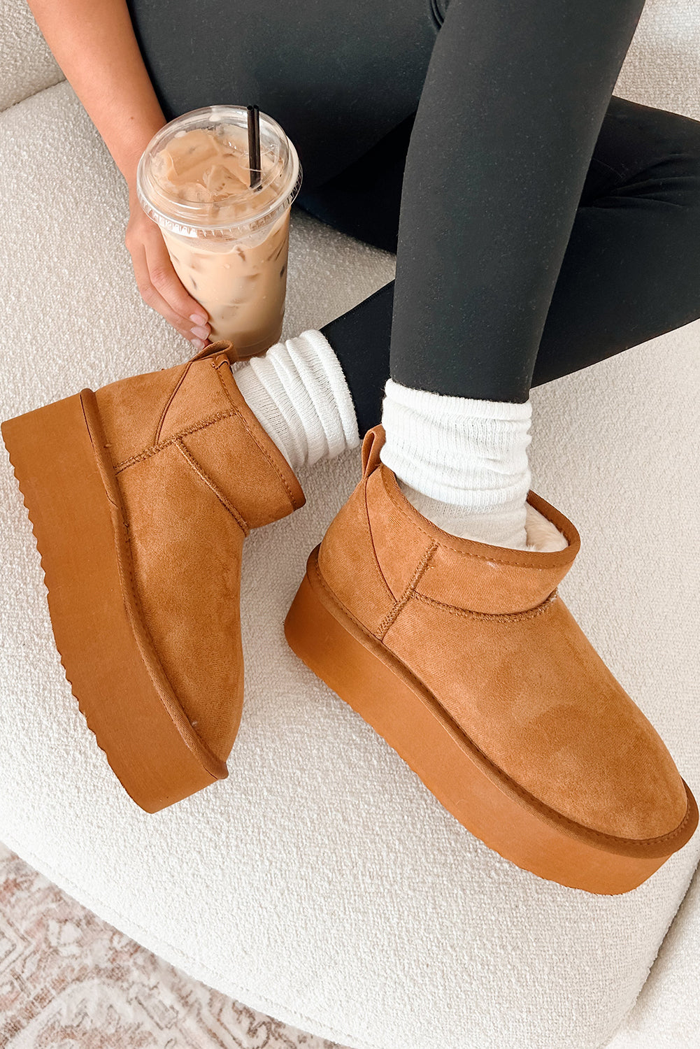 Chestnut Faux Fur Lined Suede Ankle Snow Boots - eAura