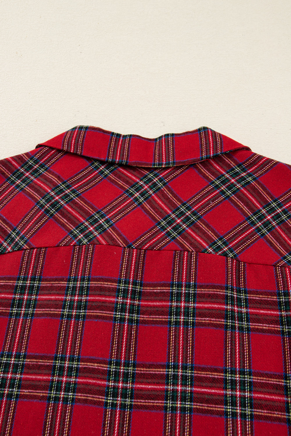 Red Plaid Contrast Christmas Holiday Long Sleeve Shirt and Short Pyjamas - eAura