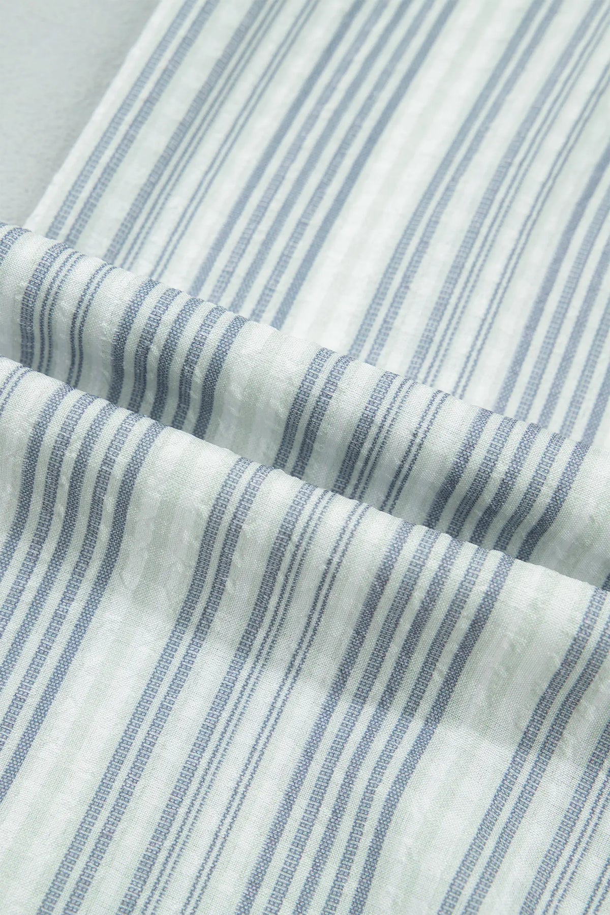 V Neck Shirred Long Sleeve Blouse – Blue Stripe