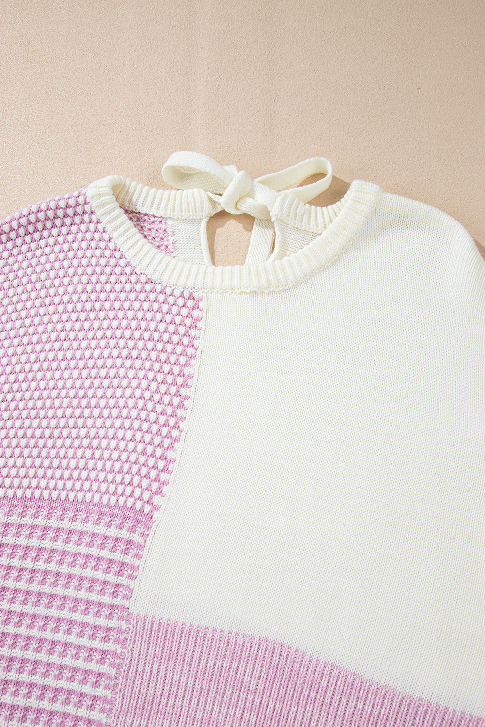 Bonbon Neutral Colourblock Tie Back Sweater eAura