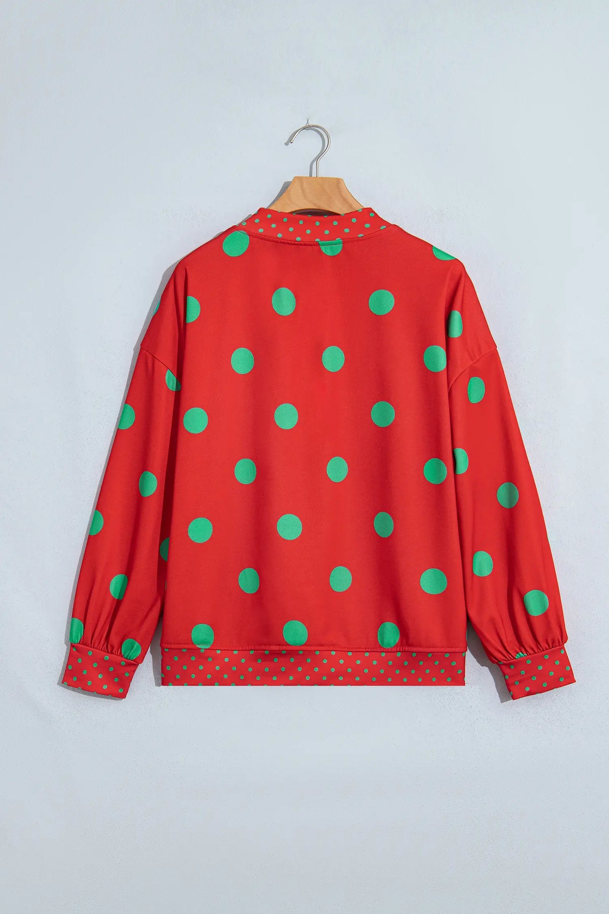 Polka Dot Print Contrast Detail Oversized Tunic Sweatshirt – Pink