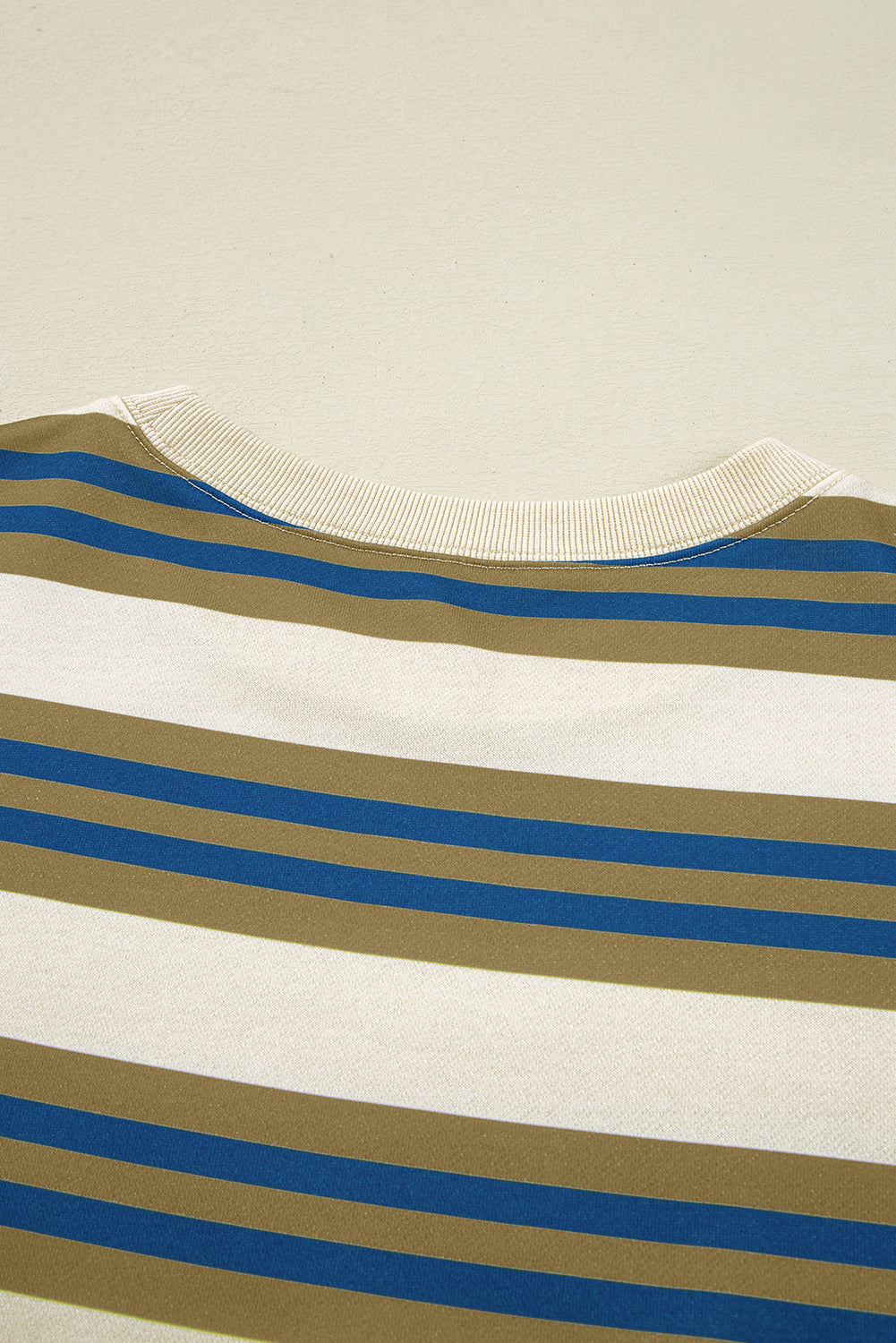 Stripe Crew Neck Drop Shoulder Pullover Sweatshirt - eAura