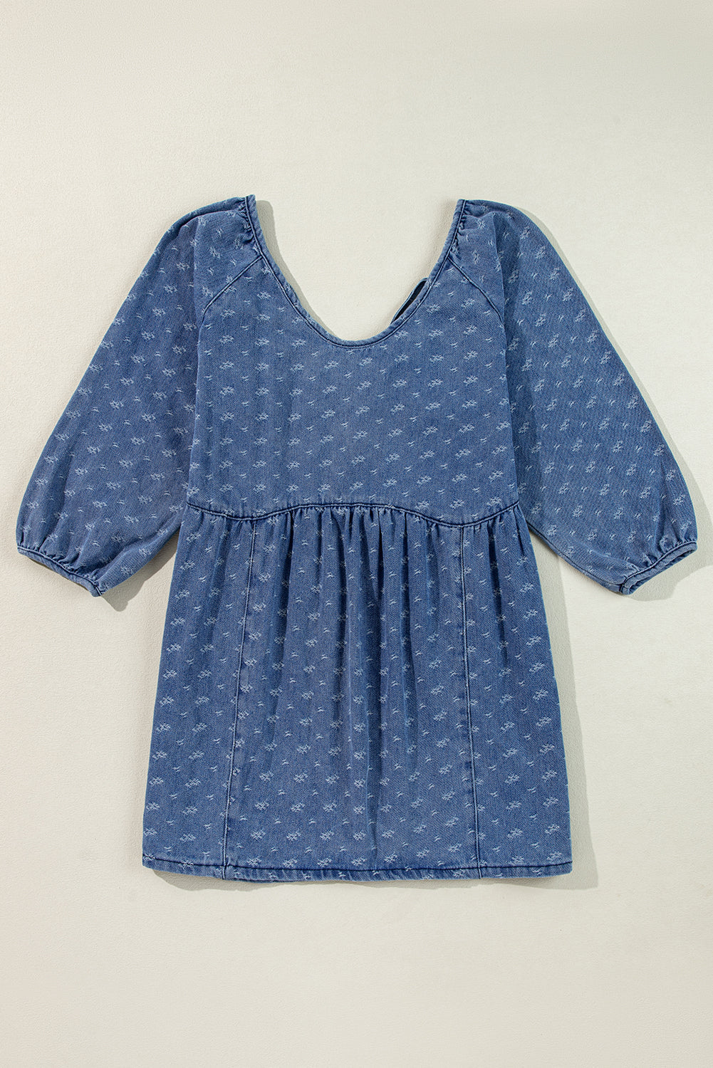 Ashleigh Blue Textured Open Back Loose Fit Denim Dress Beagle Boutique Fashion Outlet