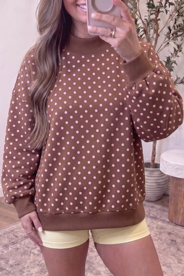 Mock Neck Polka Dot Sweatshirt