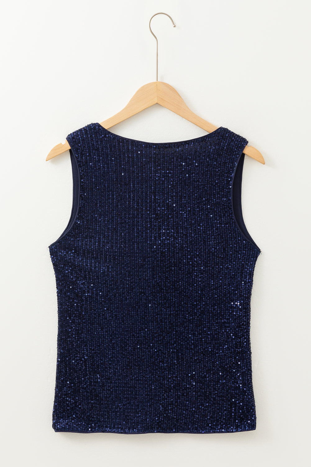 Sequinned Deep V-Neck Buttoned Tank Top - eAura
