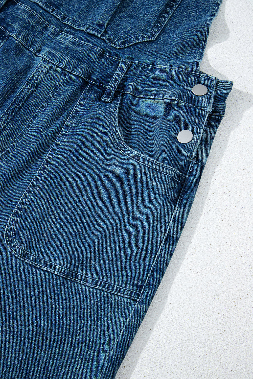 Dusk Blue Adjustable Tie Straps Cropped Wide Leg Denim Overalls eAura
